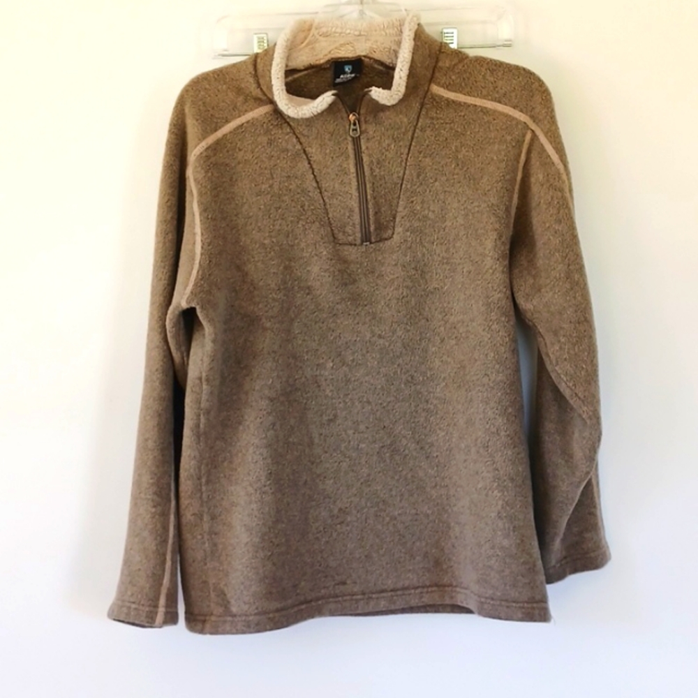 mens kuhl  quarter zip sweater tan size m